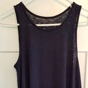 Semi Sheer Flowy Tank Navy L